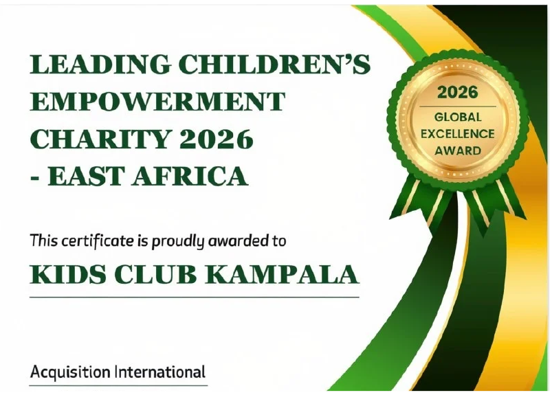 Kids Club Kampala Global Excellence Award certificate